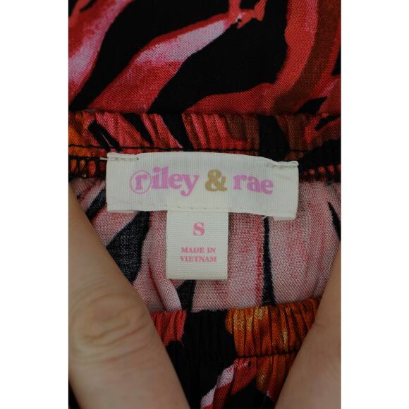 NWT Riley & Rae floral pink red dress womens small tropical boho cottagecore - Picture 3 of 7